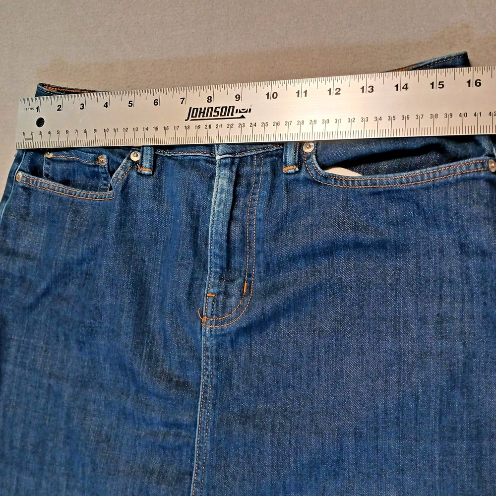 LAUREN‎ RALPH LAUREN Denim Knee Length Skirt Womens Size 6 Pockets Zipper Preppy - Picture 4 of 10